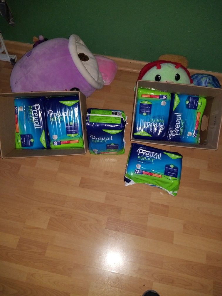 Prevail Per Fit Adult Incontinent Pullup Diapers 6 Packs Are 20 Count Medium Brand New 20$a Medium 20 Count Pullups Pack Or 100$for All 6 Packs
