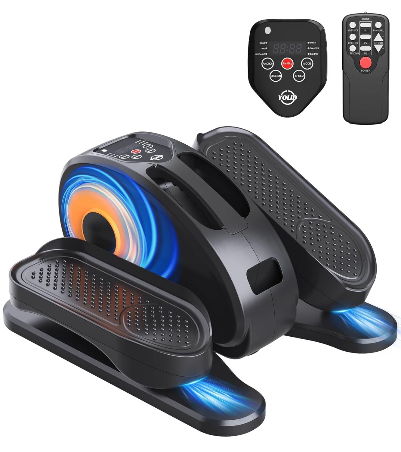 Under Desk Elliptical Machine, Ellipse Leg Exerciser for Seniors - Portable Seated Pedal Exerciser with 12 Adjustable Speeds & Remote Control, Quiet &