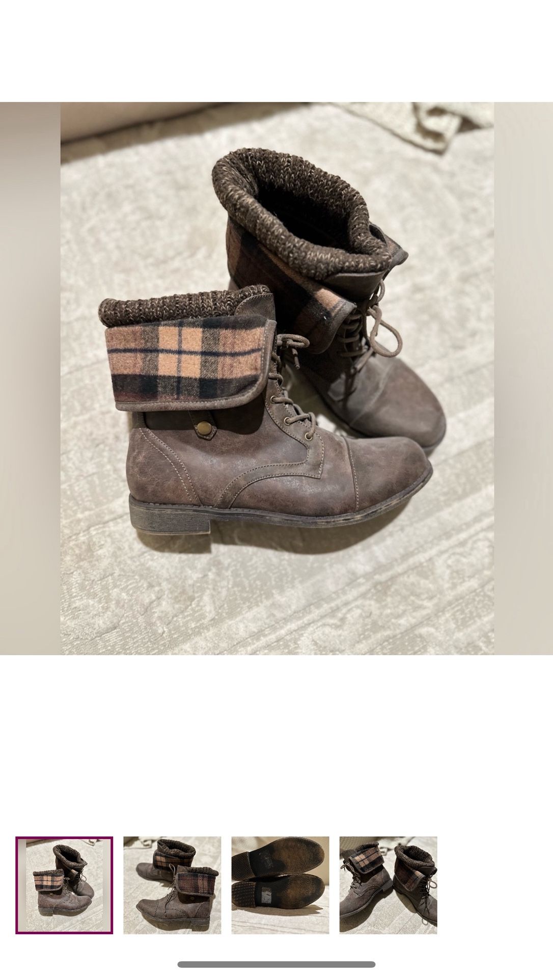 Woman’s Plaid Combat Boots 11