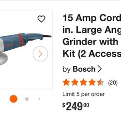 Angle Grinder, 15 AMP Corded 9 in