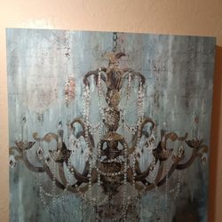 Chandelier Painting With Rhinestones And Brush Text