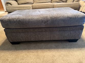 Large Gray Upholstered Storage Ottoman