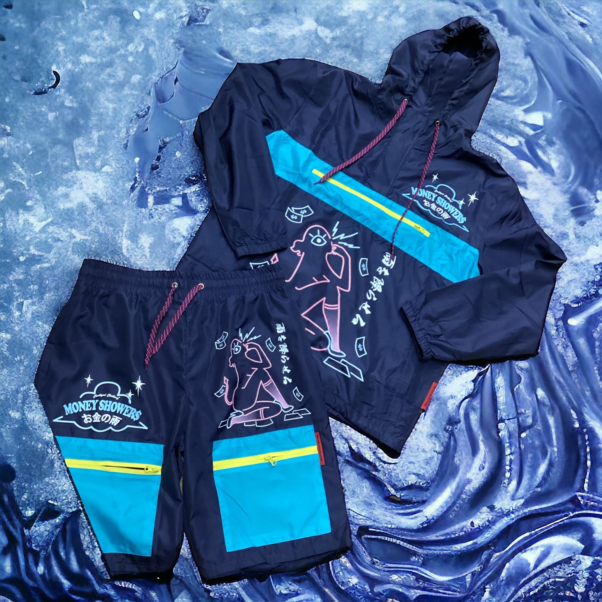 Windbreaker Hoodie Set Navy