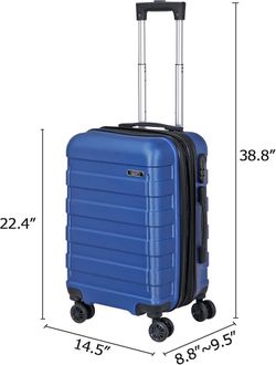 ZENY 21 Inch Hand Luggage Suitcase with Double Swivel Wheels, Deep Blue, Hardside Expandable Swivel Luggage with Swivel Wheels