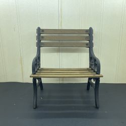 Mini Doll House Park Bench Wood & Wrought Iron 8” x 7.5”