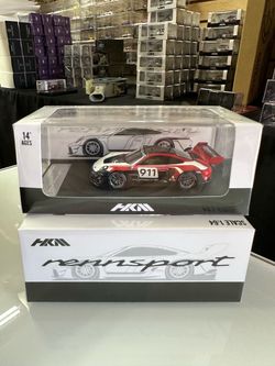 PORSCHE 911 992 GT3 R RENNSPORT RED & WHITE 1/64 DIECAST CAR BY HKM MODELS