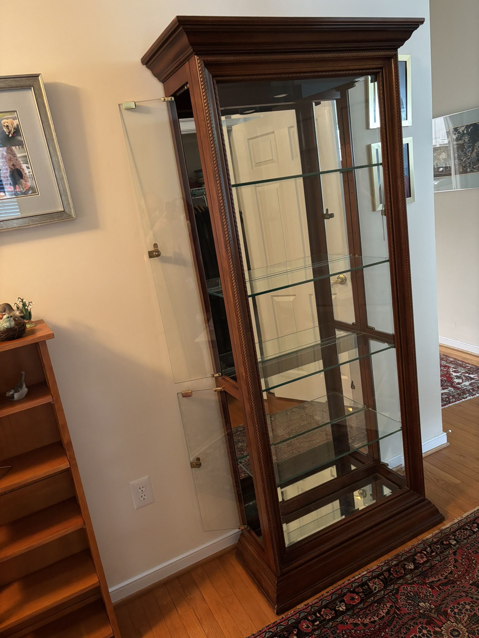 Glass and Wood Display Cabinet With Light