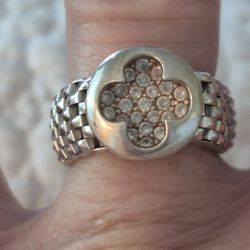 ITALY Designer  "DYADEMA" STERLING SILVER & CZ MESH BAND RING- SZ7  
