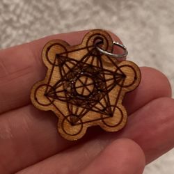 Wood Geometric Design Charm