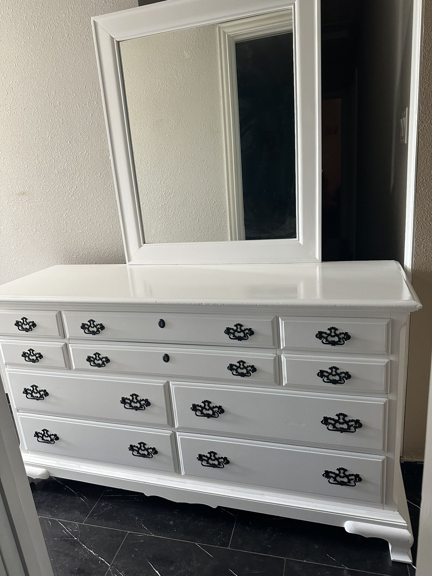 White Dresser And Mirror White
