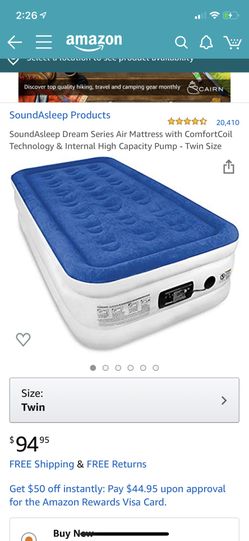 SoundAsleep Dream Series Air Mattress with ComfortCoil Technology & Internal High Capacity Pump - Twin Size