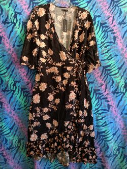 New Cotton: Pink and Black Flower Dress