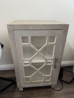 Gray Wood Cabinet with Glass Door