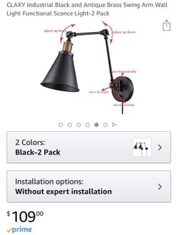 1 Brass swing arm wall lamp.