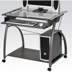 Acme Vincent 3-Tier Computer Desk w/ pull out Keyboard Tray, bottom shelf, and lockable wheels
