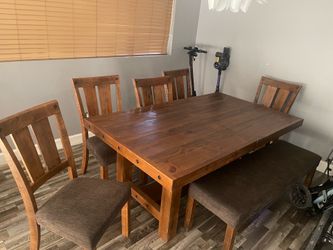 Dining table with chairs and bench seat