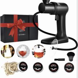 Cocktail Smoker kit, Smoking Gun Drink and Food Smoker Old Fashioned Smoking kit Infuse Cocktail Whiskey Bourbon with Disk Lid and Wood Chips, Starter