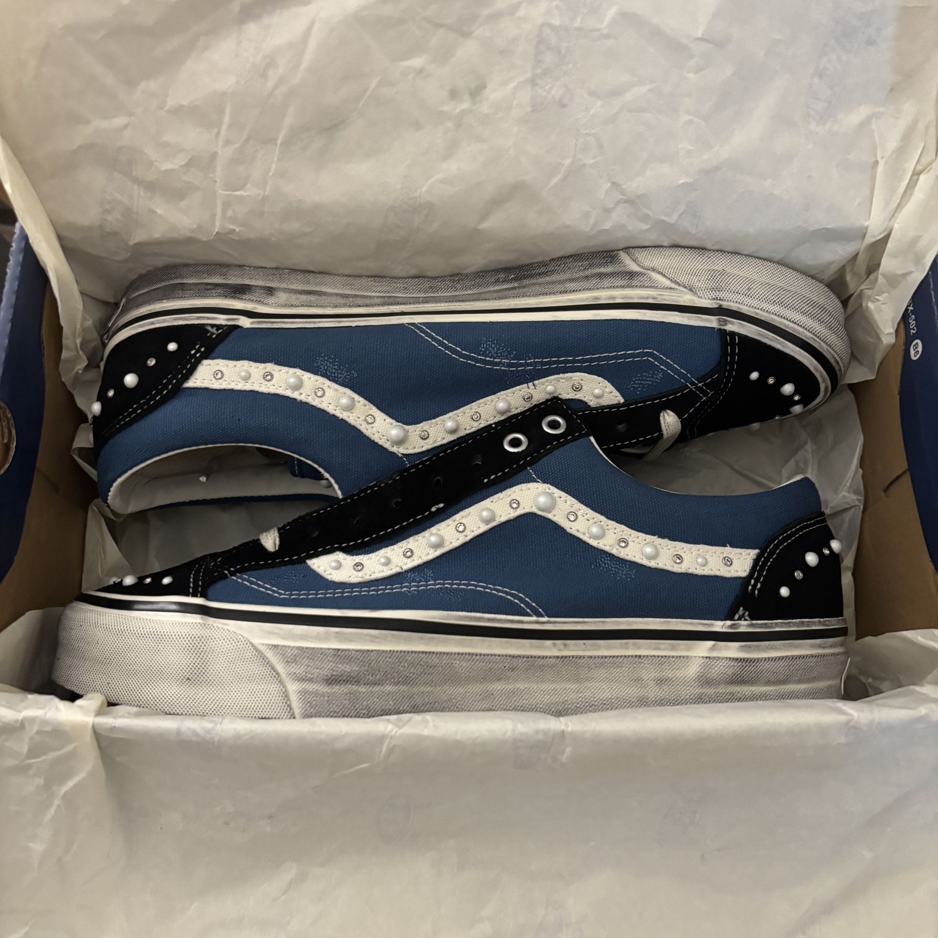 Vans Old School Pearlized Black Navy Size 13