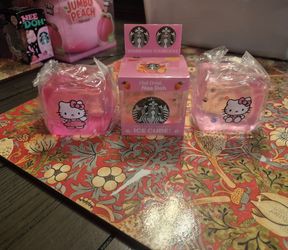 BRAND NEW SQUARE HELLO KITTY AND STARBUCKS SQUISHIES 8 EACH