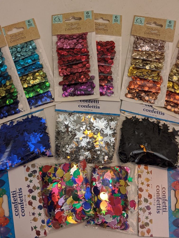 Unused, various confetti and sequins