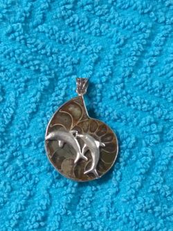 Dolphin Sterling silver abalone shell pendant