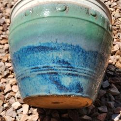 Large Blue/green Ceramic Pot