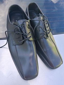 Black Leather Dress Shoes Lace-Up