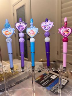 Decorative Beaded Pens with Kawaii Charms – Set of 5