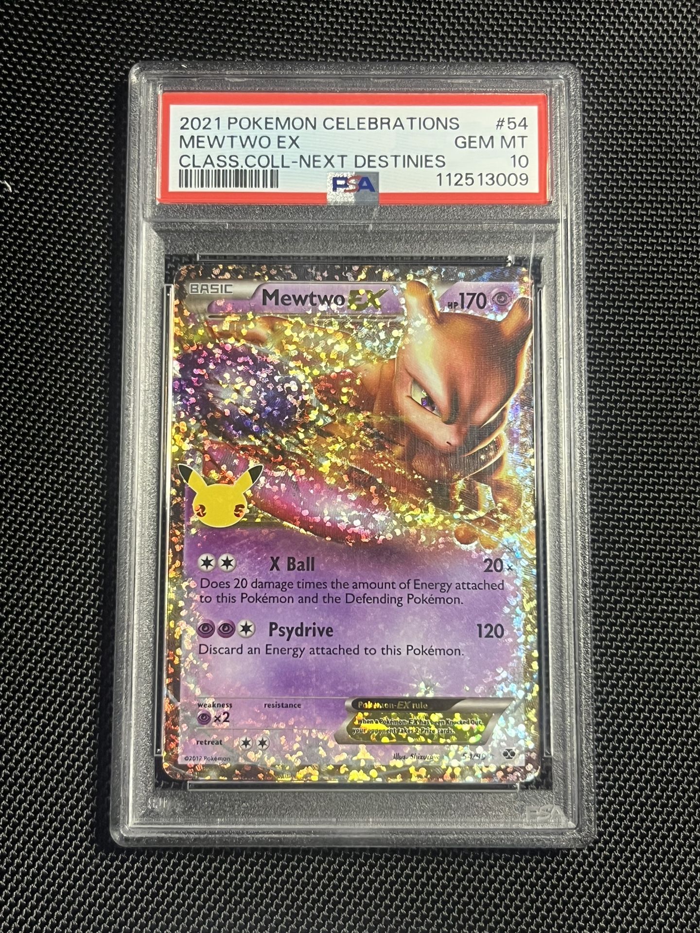 Mewtwo EX PSA 10 GEM MINT Celebrations: Classic Collection 54/99 Holo Ultra Rare Pokémon tags