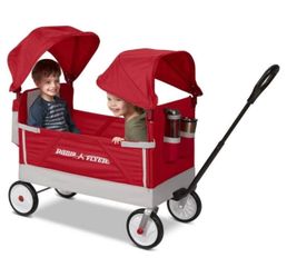 New Radio Flyer, Dual Canopy Family Wagon, Adjustable Canopies with Storage Bag, Ages 1.5+ Years