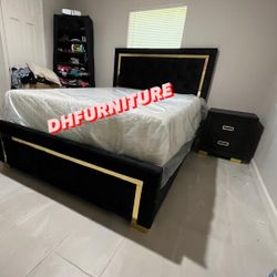 QUEEN BED FRAME & NIGHT STAND 