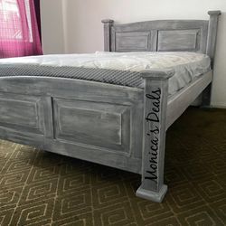 Full Solid Wood Bed & Bamboo Mattress $400