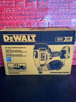 DEWALT XR 20V MAX LITHIUM-ION. 15-DEGREE ELECTRIC CORDLESS ROOFING NAILER KIT W/ 2.0 AH BATTERY & CHARGER AND BAG