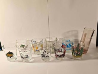 Vintage Lot Of 10 Assorted Shot Glasses From USA Locations. Excellent Condition