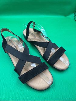 Arcopedico Black Elastic Crisscross Slingback Sandals for Women