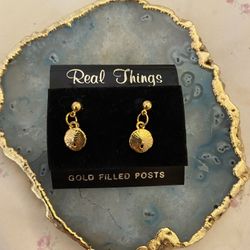 Gold Plated Vintage Sand Dollar Earrings 
