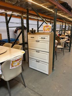 White and Oak shoe cabinet