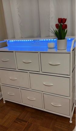 LED 8 Drawer Fabric Dresser