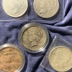 US Silver Dollar Lot - 90% And (contact info removed) Peace Dollar