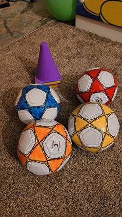 Soccer balls with cones