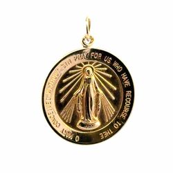 Men’s or Women’s 14k Yellow Gold Miraculous Medal Medallion Pendant for Necklace GP3134584