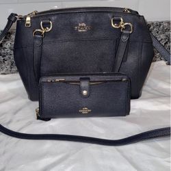 Coach Midnight Blue Purse And Wallet