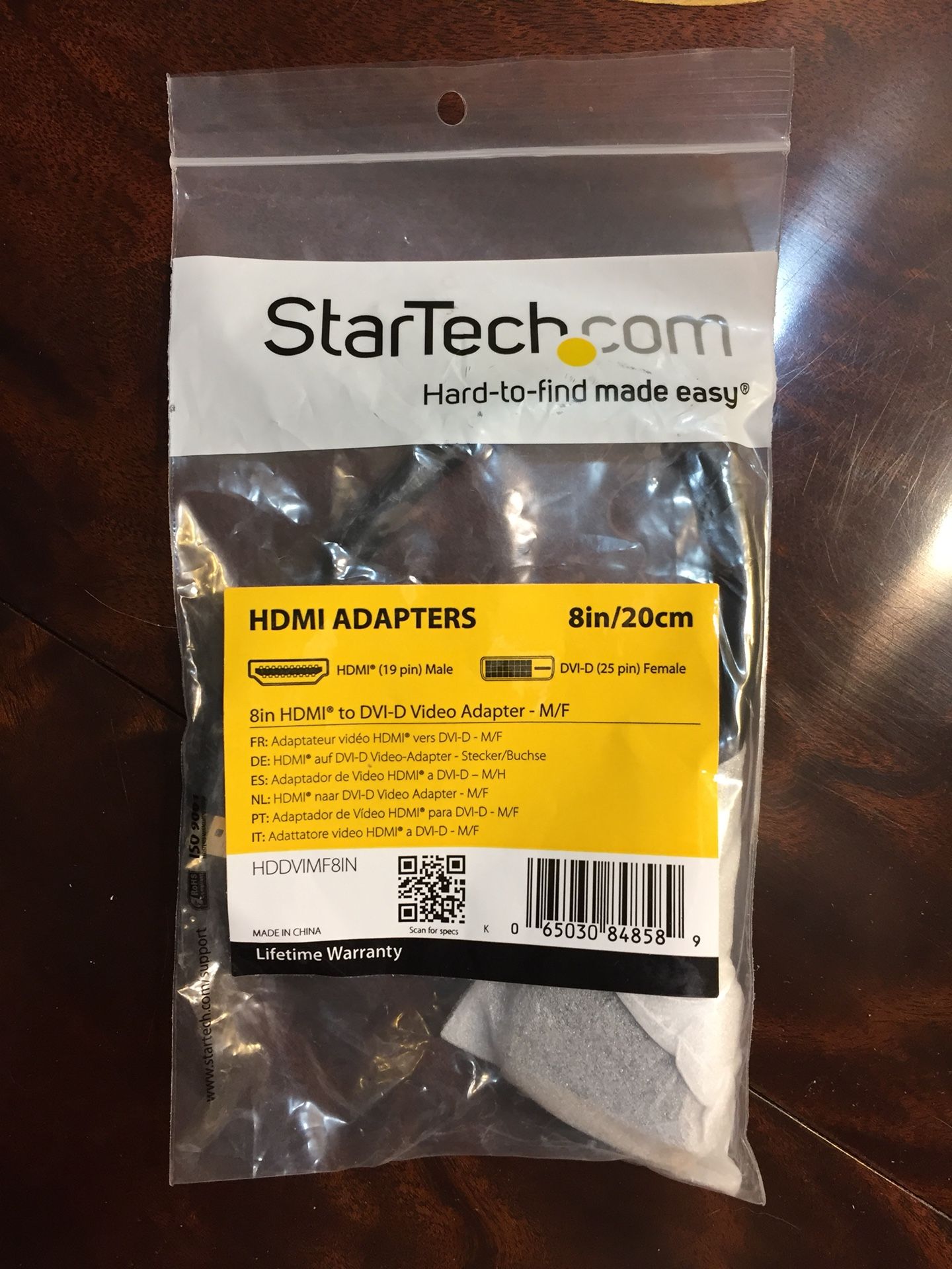 StarTech HDMI to DVI-D Video Adapter. Brand new. Still sealed in original packaging. HDMI (19 pin) Male. DVI-D (25 pin) Female.