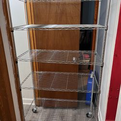 5-Tier Steel Wire Shelving Unit with Casters in Chrome (HDX)-Rolling storage rack