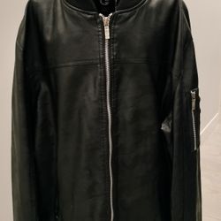 Men's Fried Denim Black Biker Jacket XL