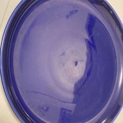 Large 13” Blue Ceramic Plant Saucer/Birdbath/Platter