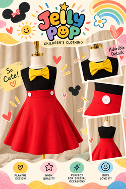 Mickey Minnie Mouse Inspired Dress Disfraz Costume Girl Knee Length