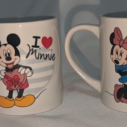  Two Mickey And Minnie Disney Coffee Cups