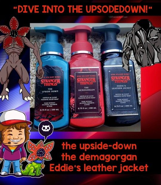 BATH AND BODY WORKS "DIVE INTO THE UPSIDED0WN!" 3 PIECE STRANGWR THINGA SOAPS GIFT SET BRAND NEW!