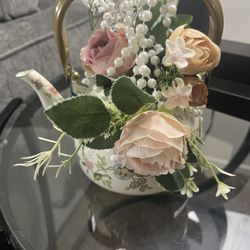 Beautiful Floral Vintage Style Teapot With Floral Arrangement and Pearls for A Perfect Gift